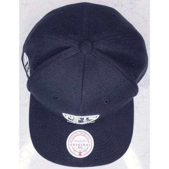 NWT MITCHELL & NESS Brooklyn Nets Snapback Hat Baseball Cap (Dark) Black OSFM - Picture 6 of 11